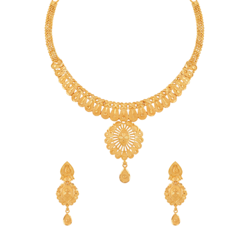Classic Textured Gold Necklace Set