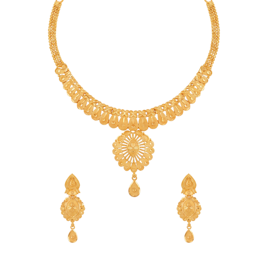 Classic Textured Gold Necklace Set