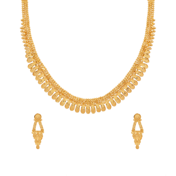 Droplet Pattern Gold Necklace Set