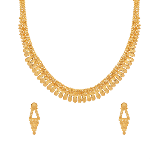 Droplet Pattern Gold Necklace Set