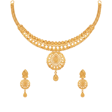 Circular Motif Gold Necklace Set