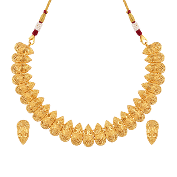 Elegant Traditional Gold Filigree Leaf Necklace Set