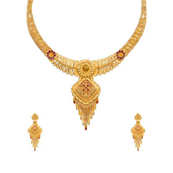 Kadambari Traditional Gold-Toned Necklace Set