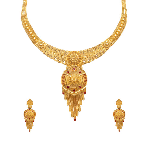 Yashodhara Traditional Gold-Toned Necklace Set