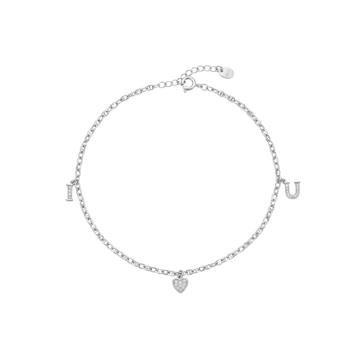 Forever: I Love You Charm Anklet in Sterling Silver