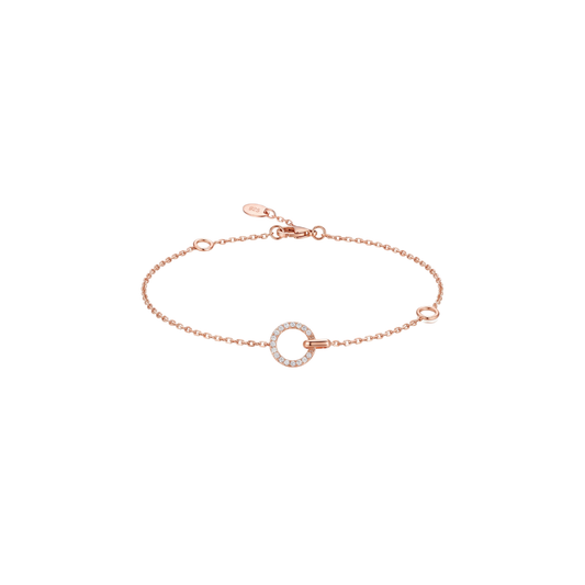 Rose Gold Interlocking Circle Bracelet in 925 Sterling Silver