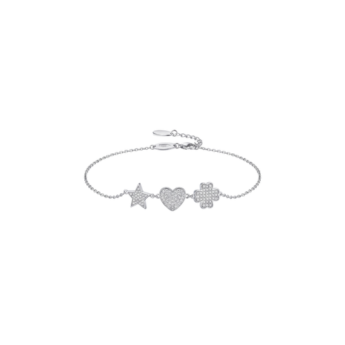Celestial Star Heart Clover Bracelet in 925 Sterling Silver