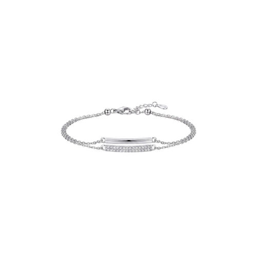 Dual-Row Bar Diamond Bracelet in 925 Sterling Silver