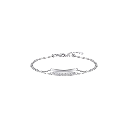 Dual-Row Bar Diamond Bracelet in 925 Sterling Silver