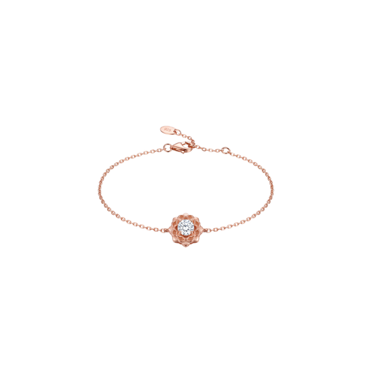 Rose Gold Floral Accent Bracelet in 925 Sterling Silver