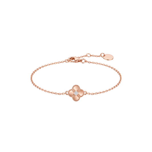 Rose Gold Clover Charm Bracelet in 925 Sterling Silver