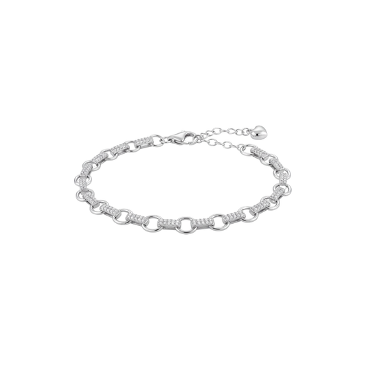 Modern Link Chain Diamond Station Bracelet