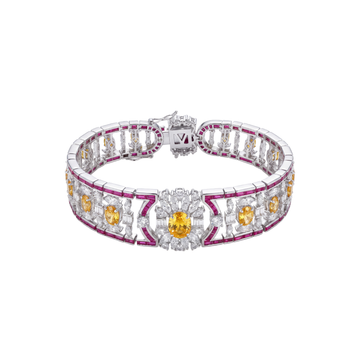 The Duchess: Multicolour Crystal Statement Bracelet in 925 Sterling Silver