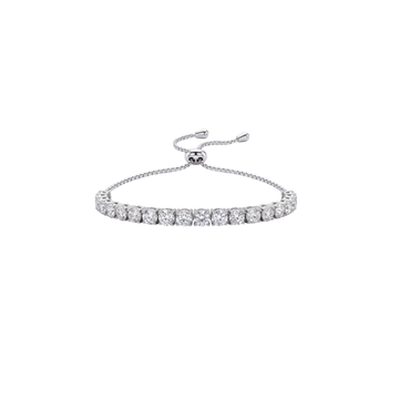 Arlette: Adjustable Round-Cut Tennis Bracelet in 925 Sterling Silver