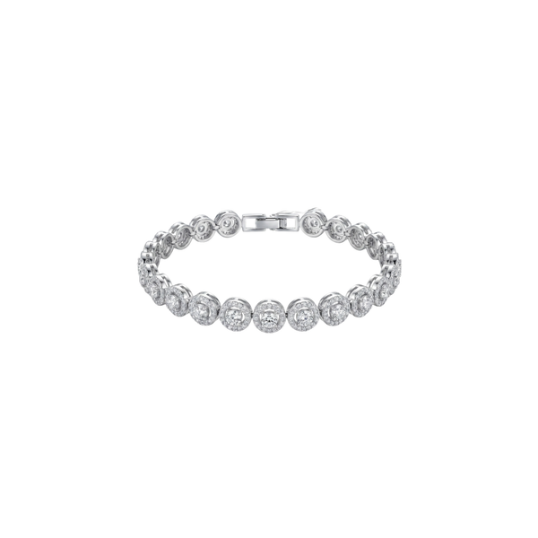 Serendipity: Round Halo Crystal Bracelet in 925 Sterling Silver