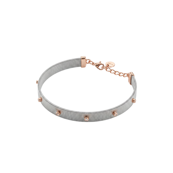 Rose Rivet: Crystal Accent Bracelet with Rose Gold Vermeil in 925 Sterling Silver