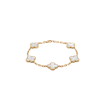 Belle Vie: Mother-of-Pearl Clover Bracelet in Gold Vermeil 925 Sterling Silver
