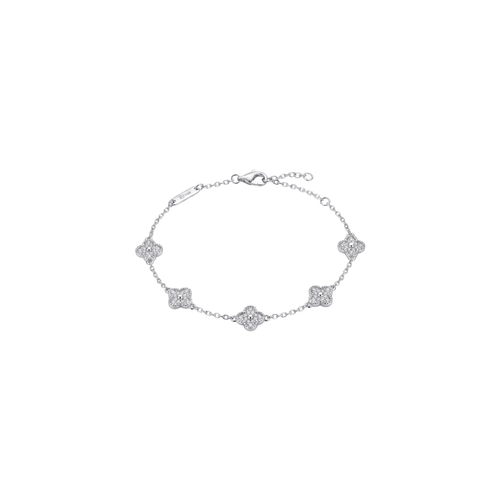 Odelie: Pave Quatrefoil Bracelet in 925 Sterling Silver