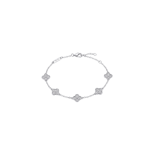 Odelie: Pave Quatrefoil Bracelet in Sterling Silver