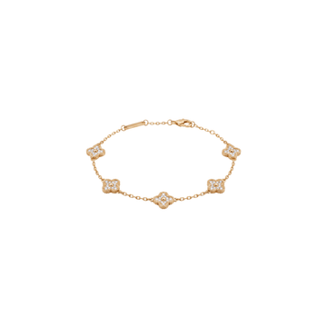 Odelie: Pave Quatrefoil Bracelet in Gold-Plated Sterling Silver