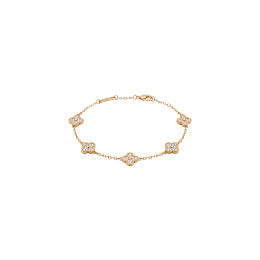 Odelie: Pave Quatrefoil Bracelet in Gold-Plated Sterling Silver