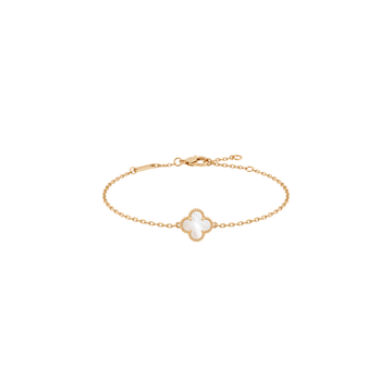 Ivorie: Mother of Pearl Quatrefoil Bracelet in Silver
