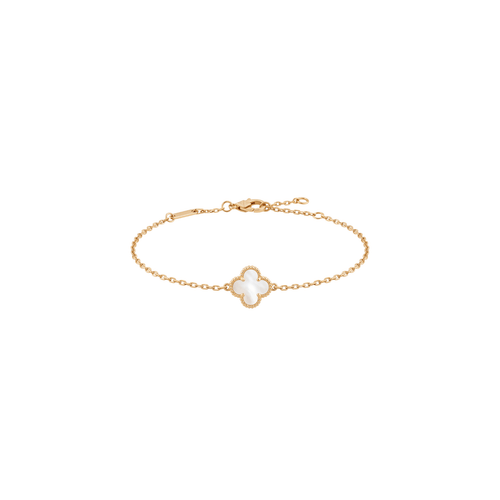 Ivorie: Mother of Pearl Quatrefoil Bracelet in 925 Sterling Silver