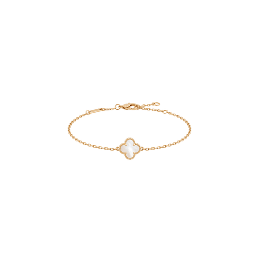 Ivorie: Mother of Pearl Quatrefoil Bracelet in 925 Sterling Silver