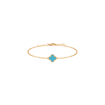 Azzura: Turquoise Quatrefoil Bracelet in Gold-Plated Sterling Silver