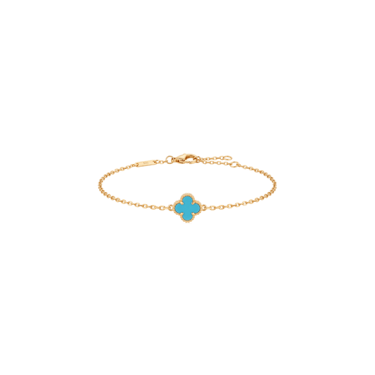 Azzura: Turquoise Quatrefoil Bracelet in Gold-Plated Sterling Silver