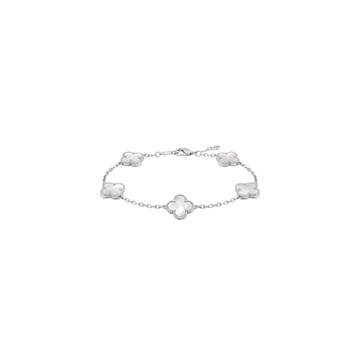 Ivorie: Mother of Pearl Quatrefoil Bracelet in Sterling Silver