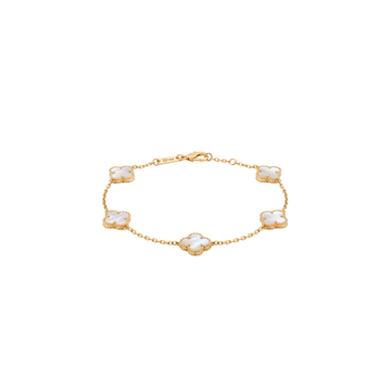 Ivorie: Mother of Pearl Quatrefoil Bracelet in Gold-Plated Sterling Silver