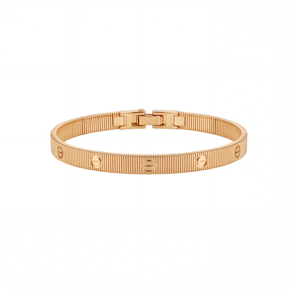 The Essential: Ribbed Screw Motif Bracelet in Gold Vermeil 925 Sterling Silver