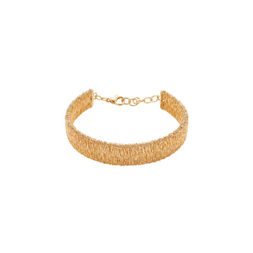 Gilded Cocoon: Woven Gold Vermeil Bracelet in 925 Sterling Silver
