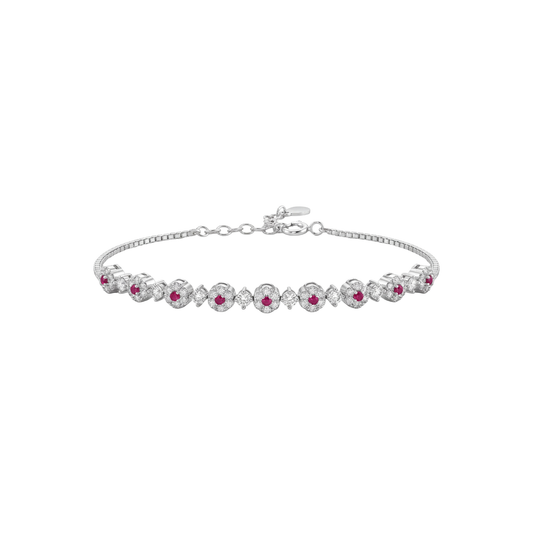 Ruby Floral Cluster Tennis Bracelet