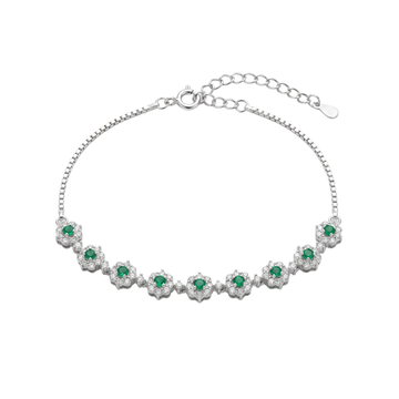 Emerald Floral Station Tennis Bracelet