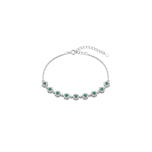 Emerald Floral Station Tennis Bracelet