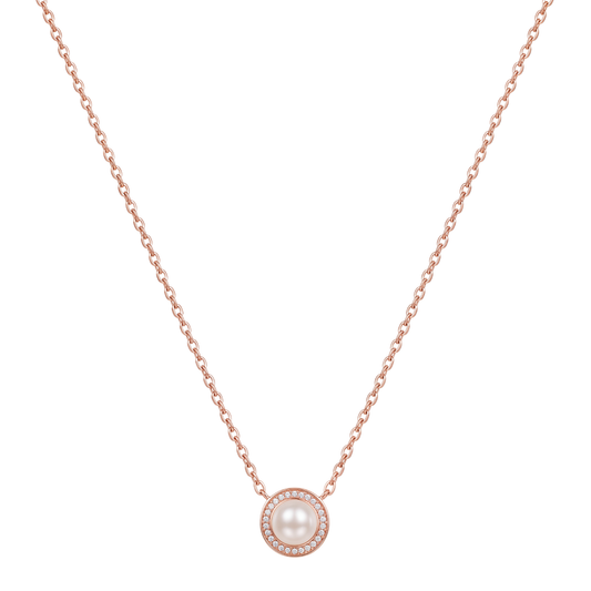 The Iridescent Rose Pearl Halo Pendant Chain
