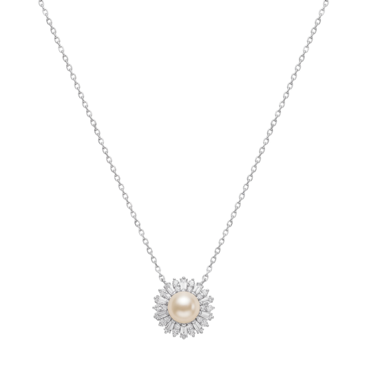 The Sterling Radiant Sunburst Pearl Pendant Chain
