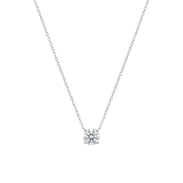 Brilliantly Yours: Round Solitaire Pendant Necklace in 925 Sterling Silver