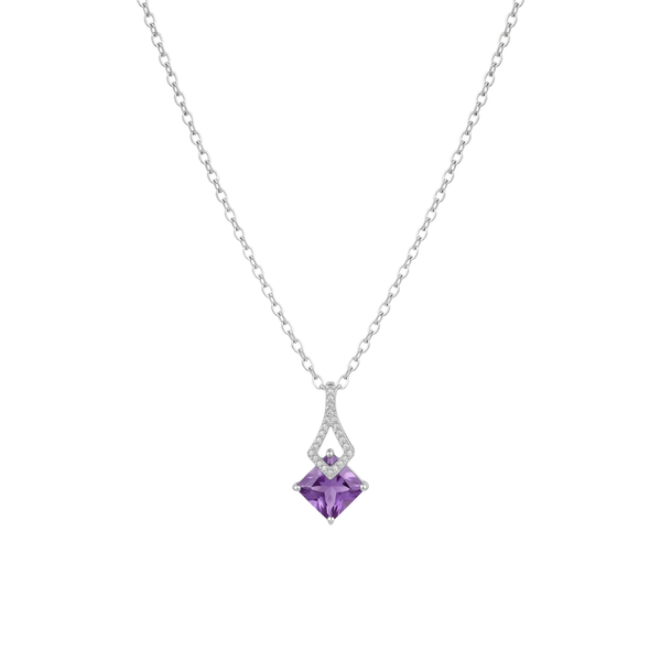The Charmer: Princess-Cut Crystal Drop Pendant Necklace in 925 Sterling Silver