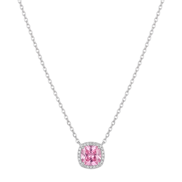The Sterling Blush Cushion Halo Pendant Chain