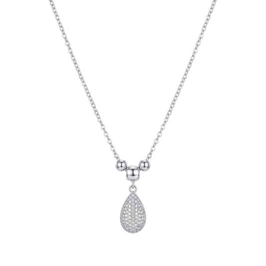 The Sterling Pavé Teardrop Pendant Chain