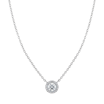 Radiant Halo Solitaire Pendant Chain