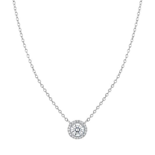 Radiant Halo Solitaire Pendant Chain