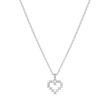 The Sterling Sparkling Heart Openwork Pendant Chain