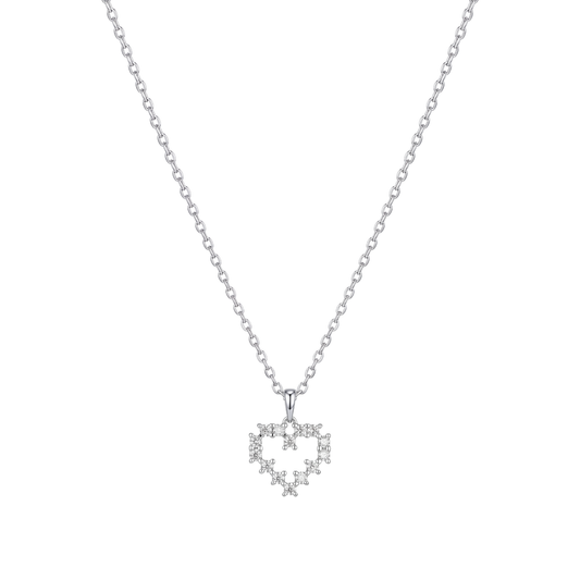 The Sterling Sparkling Heart Openwork Pendant Chain