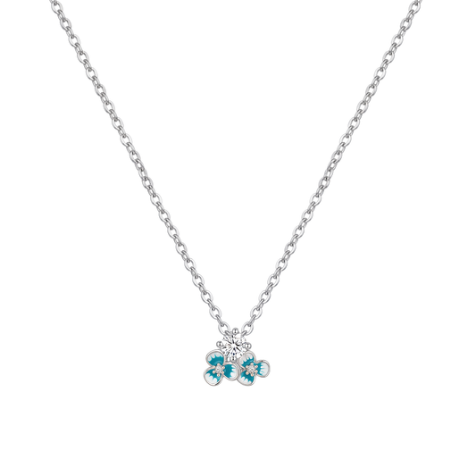 Serelle: Halo Solitaire Drop Pendant Necklace in 925 Sterling Silver