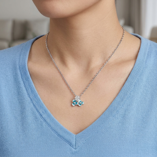 Serelle: Halo Solitaire Drop Pendant Necklace in 925 Sterling Silver