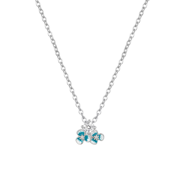 Serelle: Halo Solitaire Drop Pendant Necklace in 925 Sterling Silver
